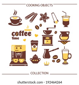 Cooking coffee objects collection