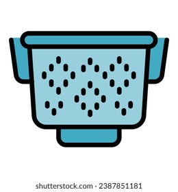 Cooking colander icon outline vector. Utensil sieve. Strainer kitchen color flat