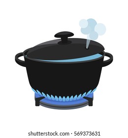 cooking concept. In a pan cooked meal. flat vector illustration isolate on a white background