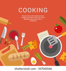 Cooking Concept. Vector Illustration in Flat Design Style for Web Banners or Promotional Materials