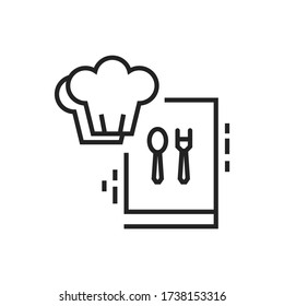 Cooking courses black line icon. Food masterclass. Culinary school, food workshop, chef kitchenware. Pictogram for web page, mobile app. UI UX GUI design element