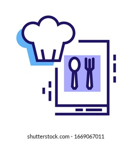 Cooking courses color line icon. Food masterclass. Culinary school, food workshop, chef kitchenware. Pictogram for web page, mobile app. UI UX GUI design element. Editable stroke