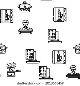 Cooking Courses Lesson Vector Seamless Pattern Thin Line Illustration