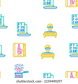 Cooking Courses Lesson Vector Seamless Pattern Color Line Illustration