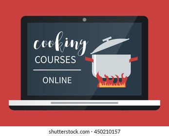 Cooking courses online. Culinary class vector illustration