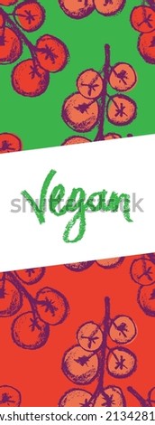 Cooking courses vector vertical banner template. Tomatoes drawing for label tomato paste, tomato juice. Hand-drawn illustration. Organic vegetable background. Tomato banner. Vegan restaurant concept.