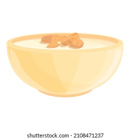 Cooking cream soup icon cartoon vector. Hot bowl. Curry food