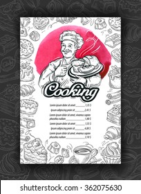 Cooking, cuisine. Design menu restaurant or cafe