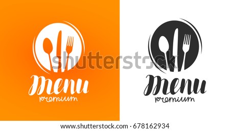 Cooking, cuisine logo. Icon and label for design menu restaurant or cafe. Lettering, calligraphy vector illustration