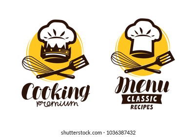 Cooking, cuisine logo. Label for restaurant or cafe menu. Vector illustration