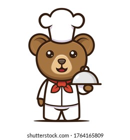 Cooking cute bear mascot design