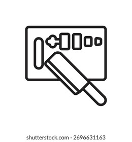 Cooking Cutting Outline Icon Vector Illustration