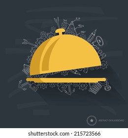 Cooking design on blackboard background,clean vector