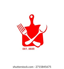 Diseño de cocina, cuchara y tenedor cruzados 