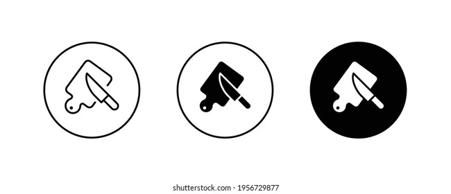 cooking desk with knife icon, Cutting chopping  board icons button, vector, sign, symbol, logo, illustration, editable stroke, flat design style isolated