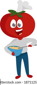 Cena de cocina, ilustración, vector sobre fondo blanco.