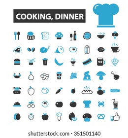 cocina, cena, restaurante, comida, íconos de comida rápida, señales de concepto vectorial para infografías, móviles, sitio web, aplicación
