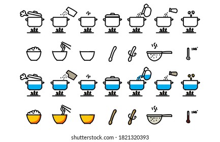 Cooking Direction Vector Set Hand Drawn Instruction