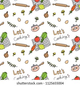 cooking doodle seamless background vector illustration
