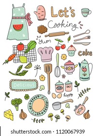 cooking doodle set vector illustration