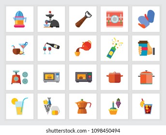 Cooking and drinks icon set. Can be used for topics like party, beverage, appliance, thirsty