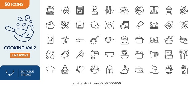 Cooking editable icon set. Cooking icon set. Vector illustration