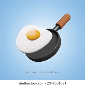 cooking egg in 3d vector illustration