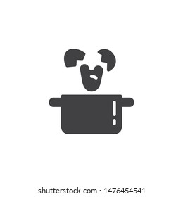 Cooking egg benedict vector icon. Food preparation instructions filled flat sign for mobile concept and web design. Cracked egg and pan glyph icon. Symbol, logo illustration. Vector graphics