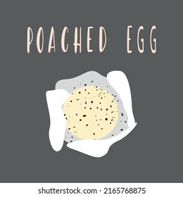 Huevos de cocina. Ilustración del huevo cocido en huevo pochado con método. Ilustración vectorial.