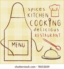 Cooking elements set on textured background