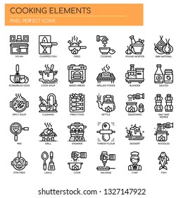 Cooking Elements , Thin Line and Pixel Perfect Icons