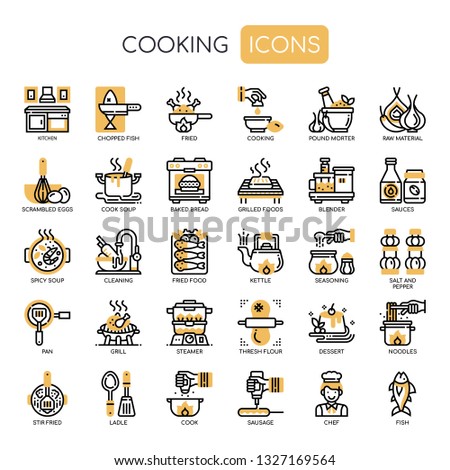 Cooking Elements , Thin Line and Pixel Perfect Icons