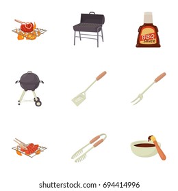 Cooking equipment icons set. Cartoon set of 9 cooking equipment vector icons for web isolated on white background