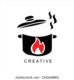 cooking equipment pot vector logo design