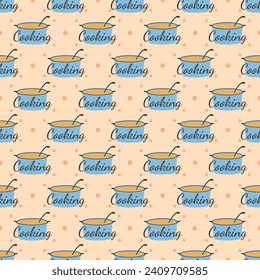 Cooking Equipment Seamless Pattern Design  Illustration in Flat Cartoon Template Hand Drawn