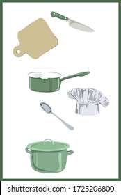 Cooking Equipment Vector Illustration Green Pot 