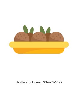 Cooking falafel icon flat vector. Fresh nutrition. Vegan pita isolated