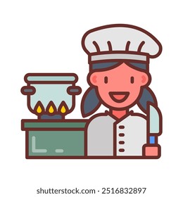Gefüllte Symbole zum Kochen, Vektorgrafik