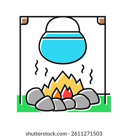 cooking with fire restaurant chef color icon vector. cooking with fire restaurant chef sign. isolated symbol illustration