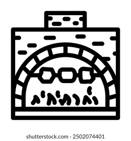 cooking with fire restaurant chef line icon vector. cooking with fire restaurant chef sign. isolated contour symbol black illustration