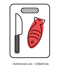 cooking fish flat illustration on white
