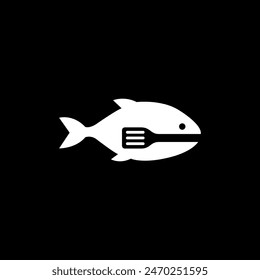 Vector de diseño plano moderno del logotipo del pescado de cocina