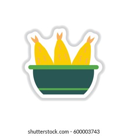 Cooking fish soup icon. Vector Flat illustration sticker