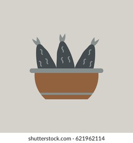 Cooking fish soup icon. Vector Flat illustration