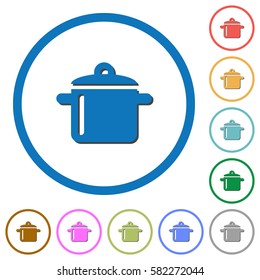 Cooking flat color vector icons with shadows in round outlines on white background