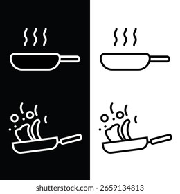 Cooking Flat Icon. Black and White. Chef, food, outline. Stock Illustration