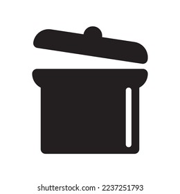 Icono plano de cocina. Tiempo de ebullición, sartén y equipo de cocina. Icono de la horquilla, cuchara y cuchillo y de la línea de la placa de corte, tiempo de fritura, pan caliente. Vector