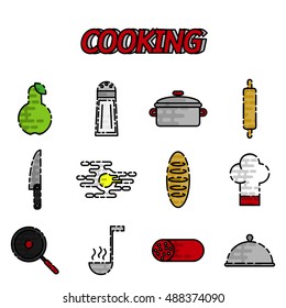 Cooking flat icon set