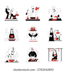 Conjunto de ilustración de estilo plano de cocina 1