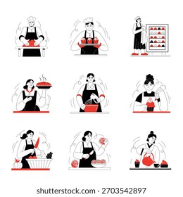 Cooking Flat Style illustration set 3